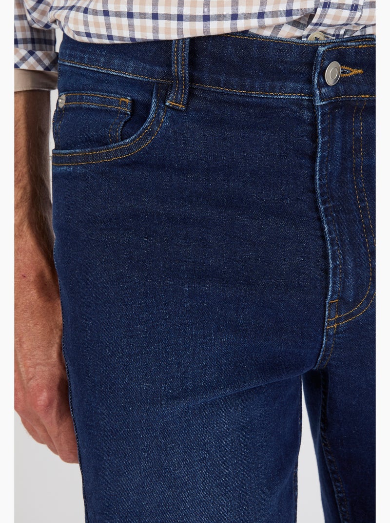 Jean droit 5 poches. - Damart Bleu foncé - Kiabi