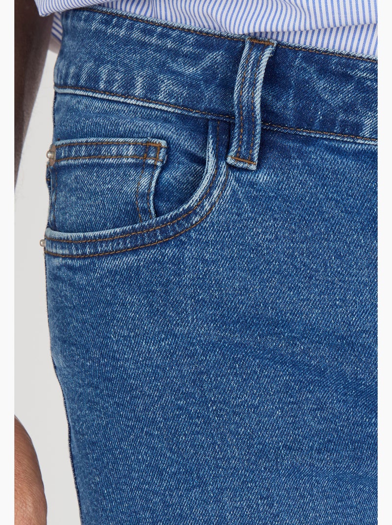 Jean droit 5 poches. - Damart Bleu - Kiabi