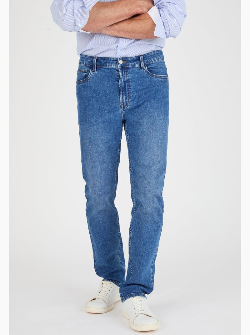 Jean droit 5 poches. - Damart Bleu - Kiabi