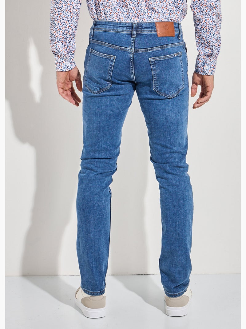 Jean droit 5 poches denim stretch - Afibel Bleu denim - Kiabi