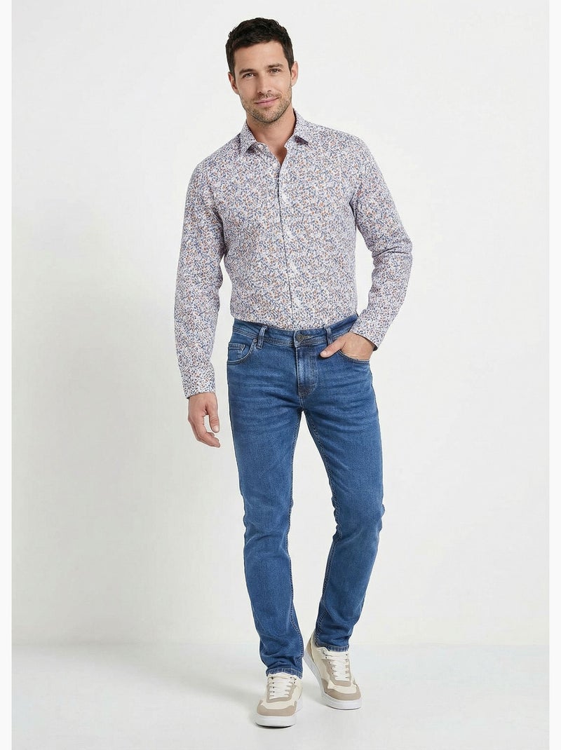 Jean droit 5 poches denim stretch - Afibel Bleu denim - Kiabi