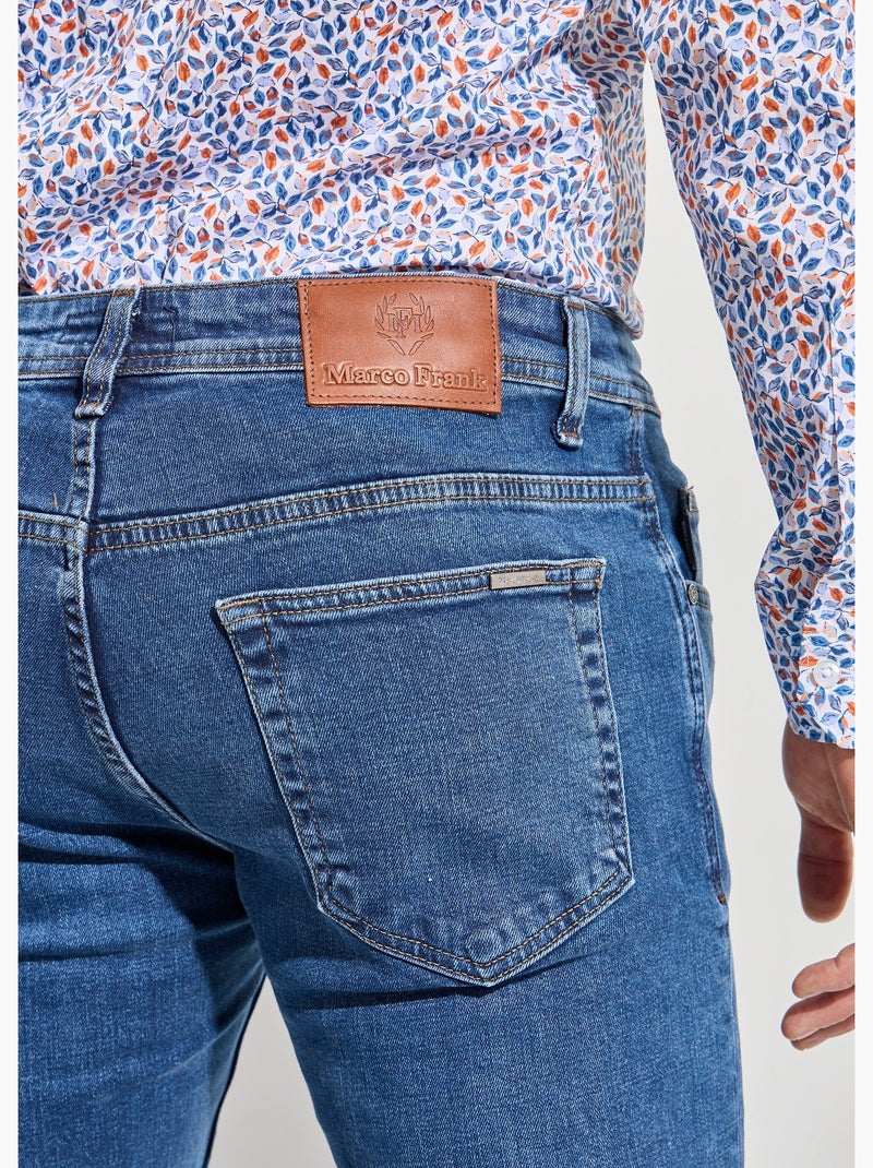 Jean droit 5 poches denim stretch - Afibel Bleu denim - Kiabi