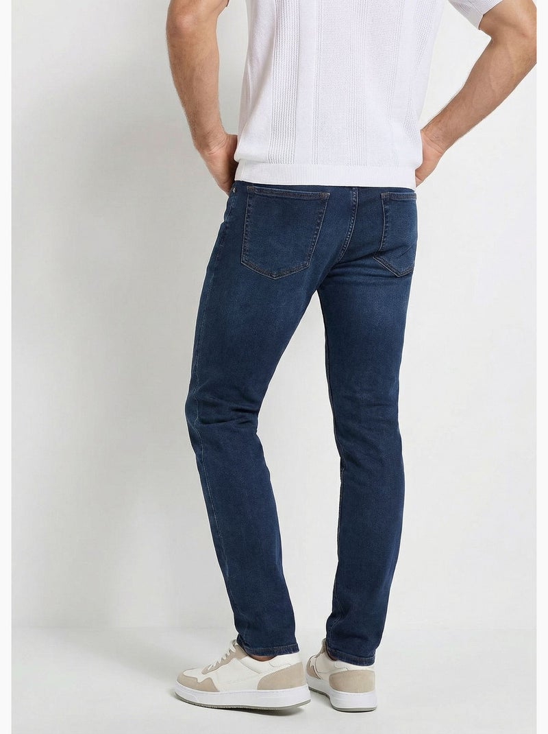 Jean droit 5 poches denim stretch - Afibel Bleu marine - Kiabi