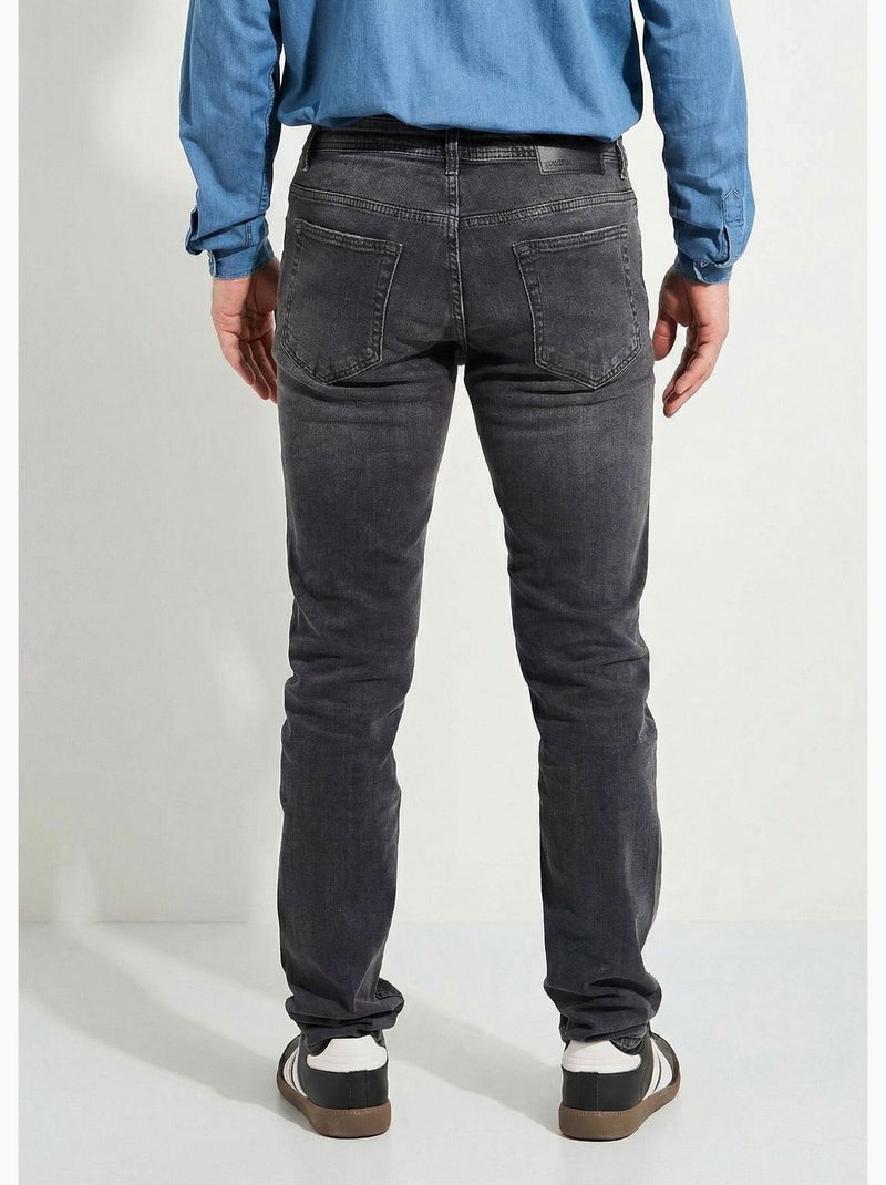 Jean droit 5 poches denim stretch - Afibel gris anthracite - Kiabi