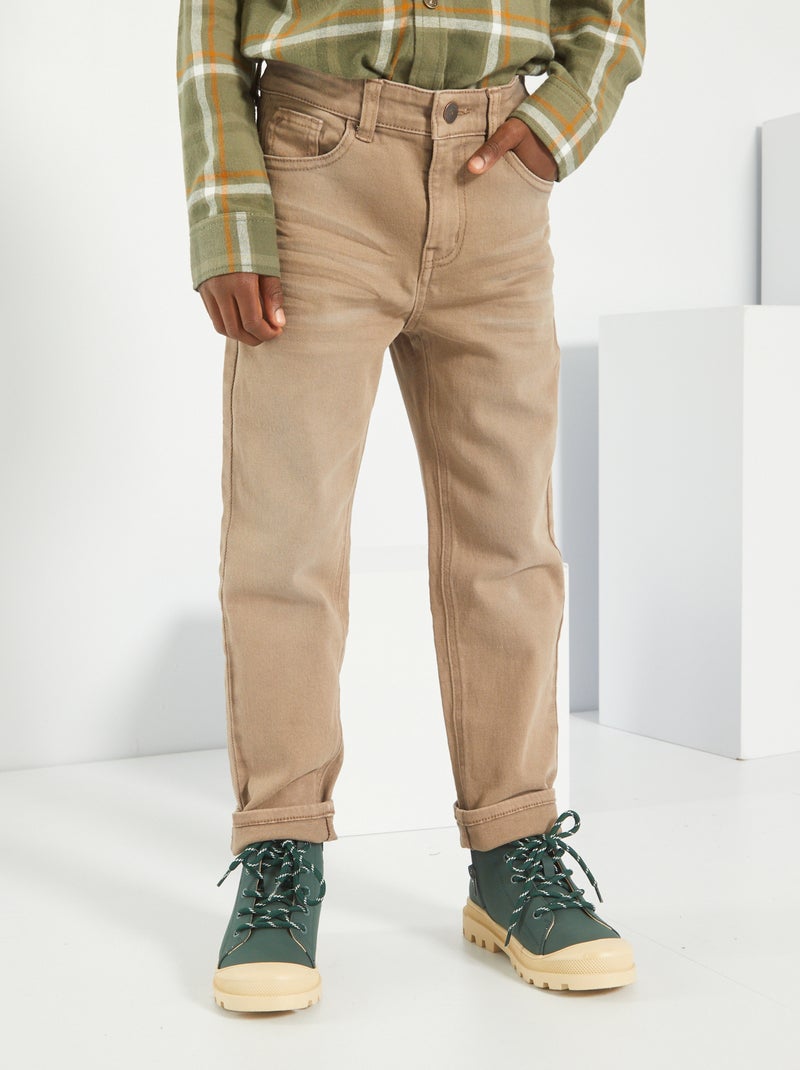 Jean droit 5 poches gris beige - Kiabi