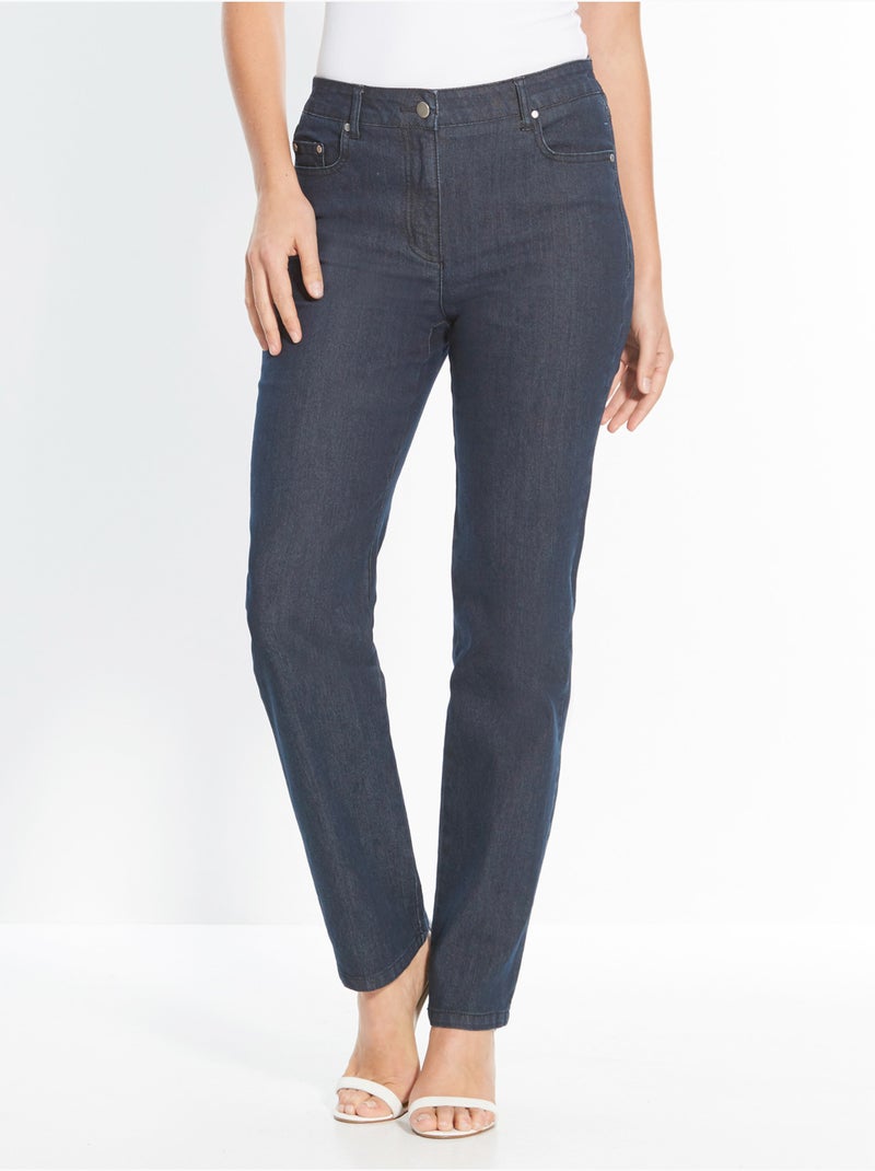Jean droit 5 poches stature - d'1,60m - DAXON Bleu denim - Kiabi