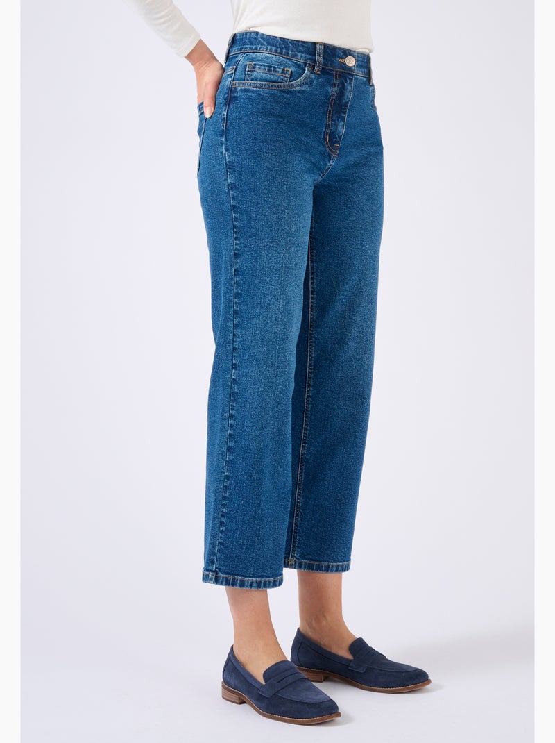 Jean droit 7/8ème - Damart Bleu denim - Kiabi