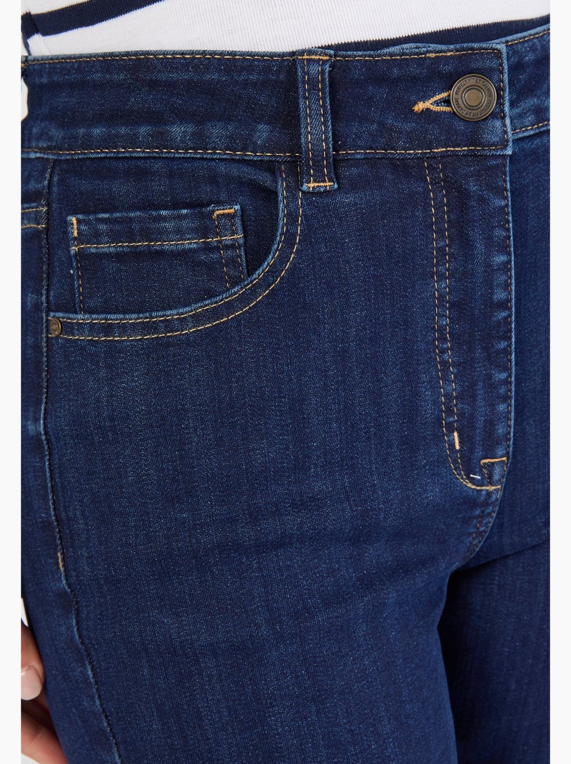 Jean droit 7/8ème Perfect Fit by Damart - Damart Bleu nuit - Kiabi