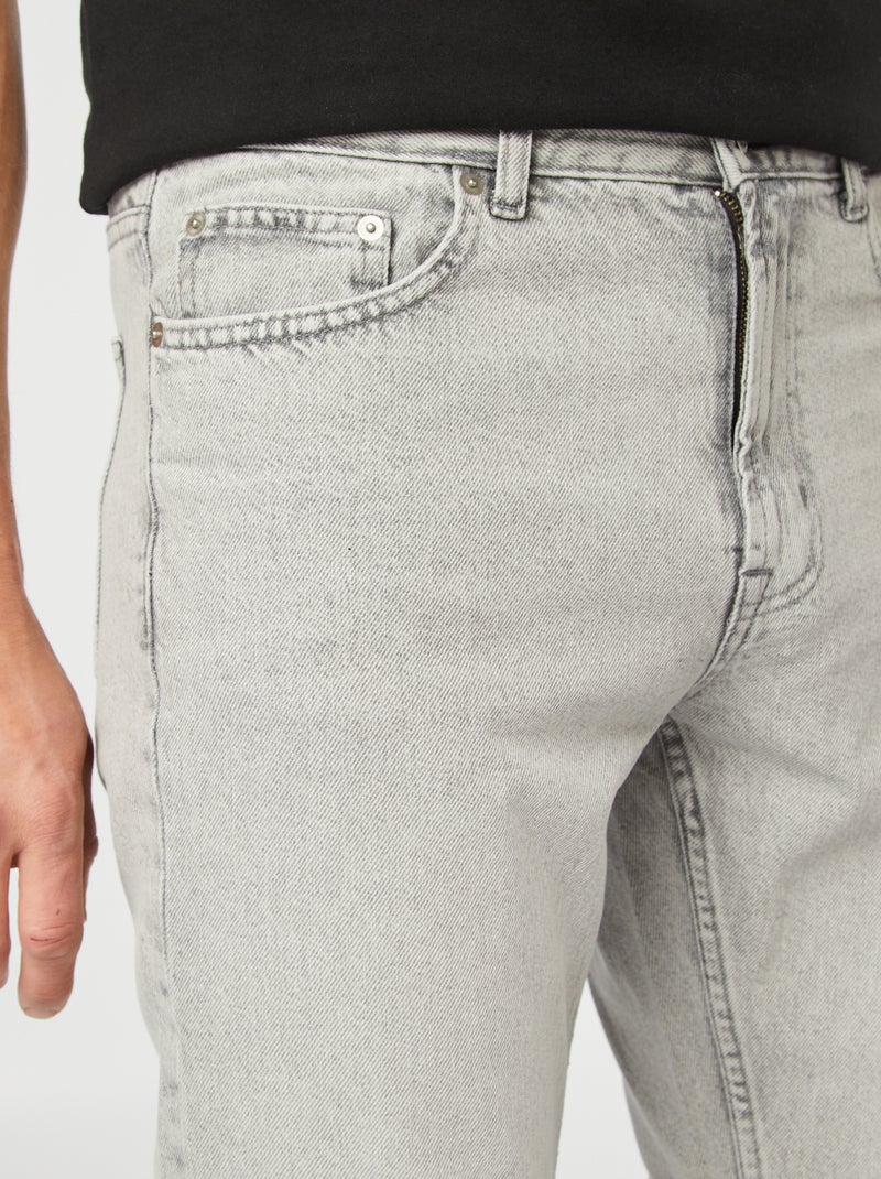 Jean droit à 5 poches - L30 Gris clair - Kiabi