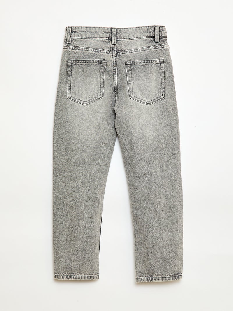Jean droit à 5 poches Gris - Kiabi