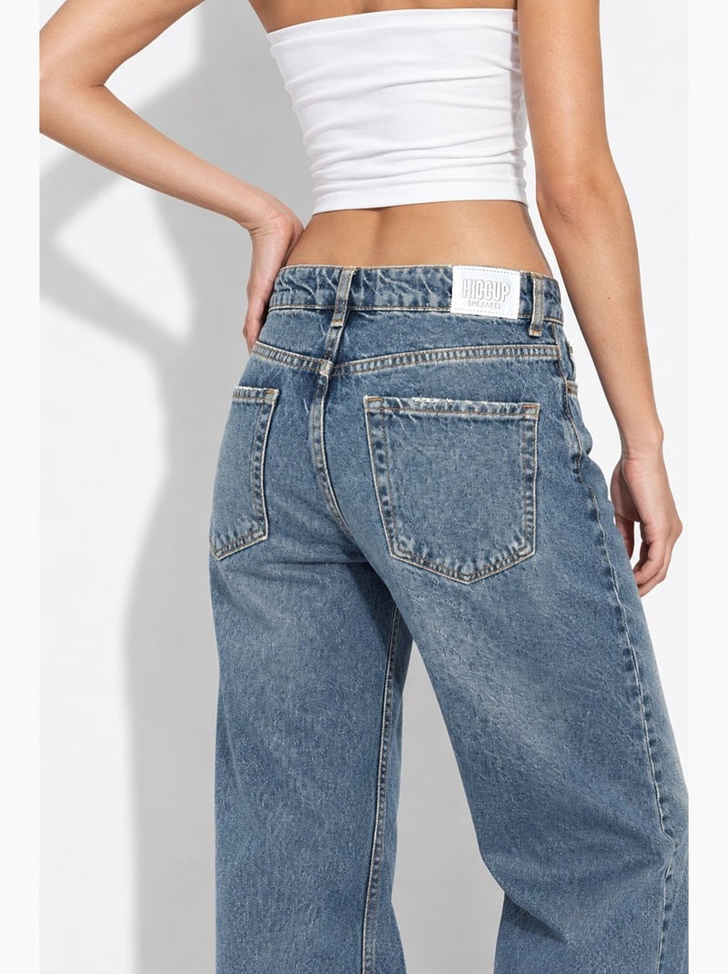 Jean droit à jambe large en denim hiccup Bleu saphir - Kiabi