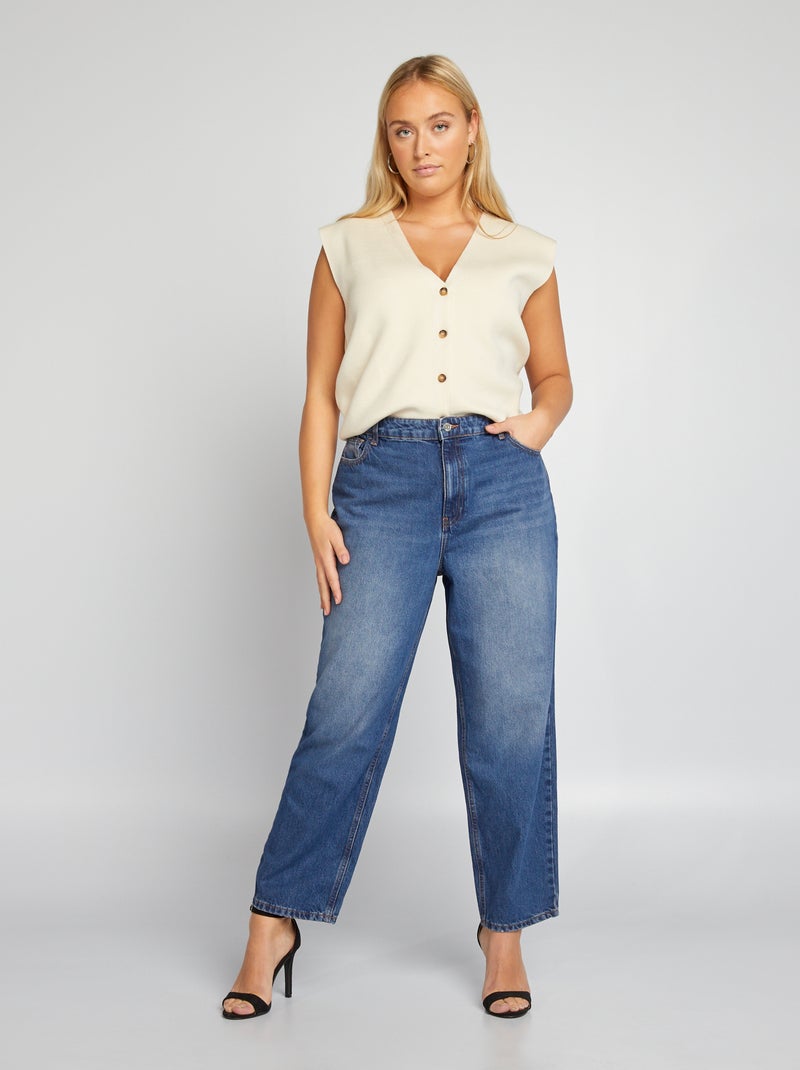 Jean droit à taille ajustable Bleu - Kiabi
