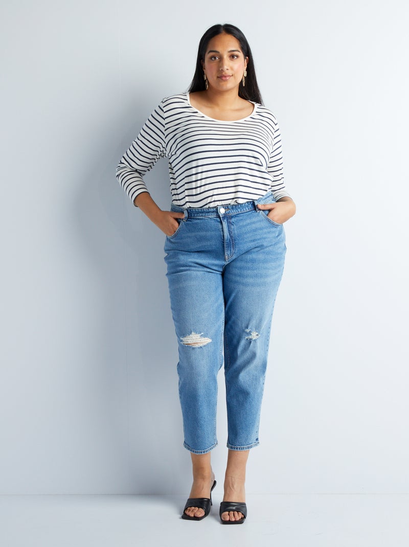 Jean droit à taille ajustable Bleu - Kiabi