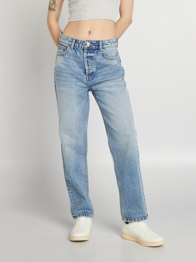Jean droit à taille haute Bleu - Kiabi