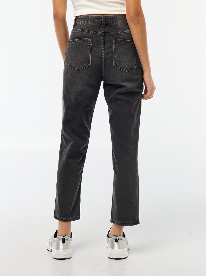Jean droit à taille haute Noir - Kiabi