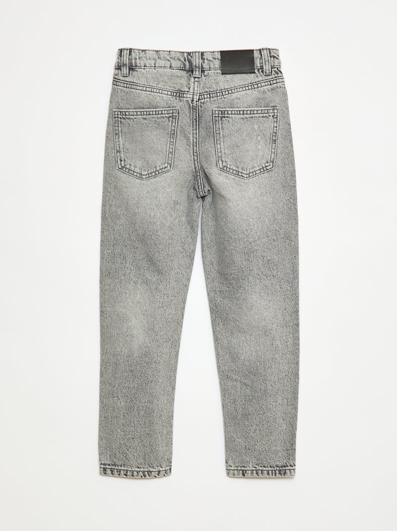 Jean droit  avec abrasions fantaisies Gris - Kiabi