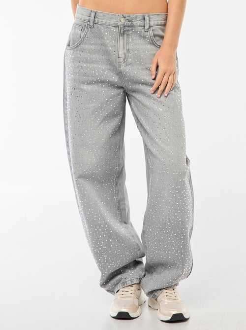 Jean droit avec strass - Kiabi