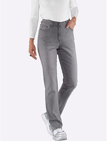 Jean droit taille haute avec empiècements et poches arrière - taille standard - moda vilona