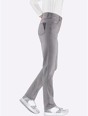 Jean droit taille haute avec empiècements et poches arrière - taille standard - moda vilona
