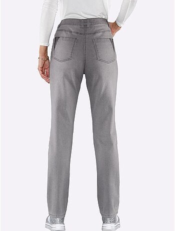 Jean droit taille haute avec empiècements et poches arrière - taille standard - moda vilona