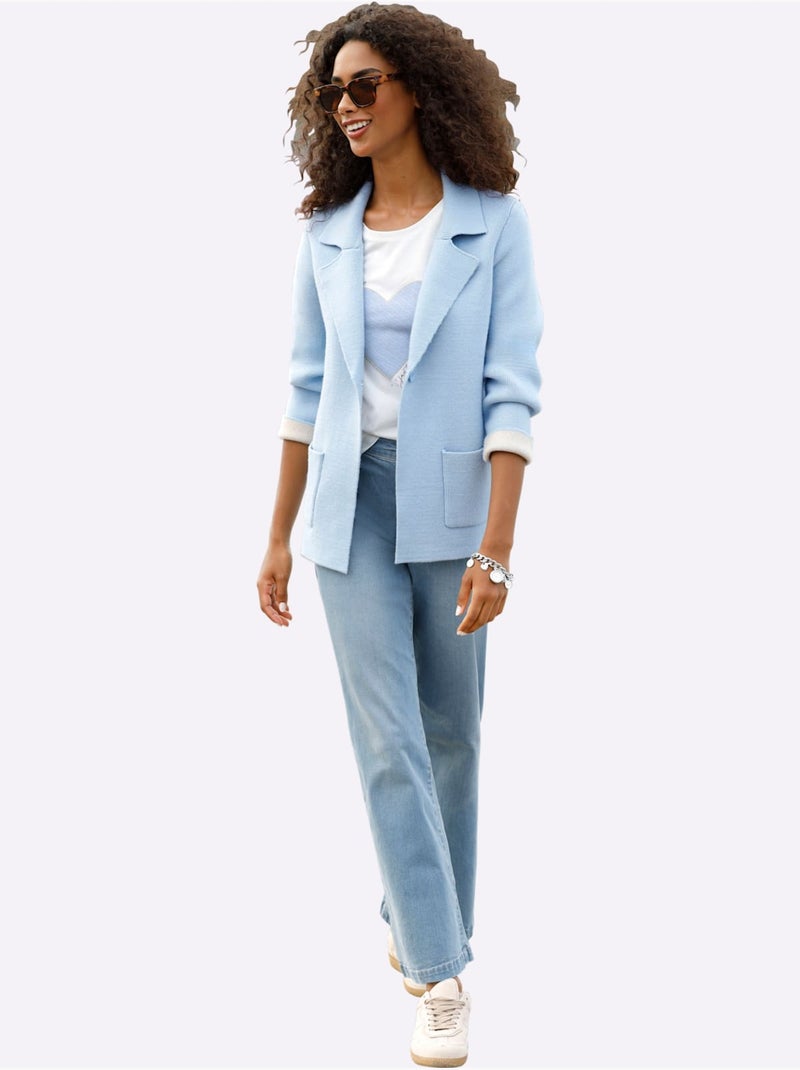 Jean Droit Boutons Décoratifs - Taille Standard - Helline Bleu Blanc - Kiabi