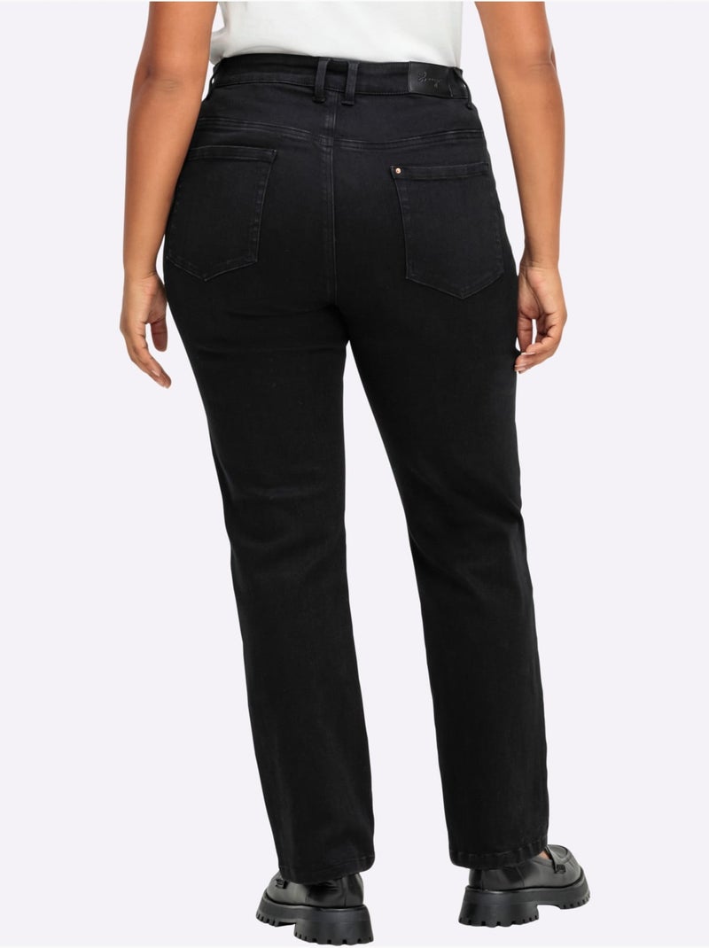 Jean droit effet affinant - taille longue - sheego Noir - Kiabi