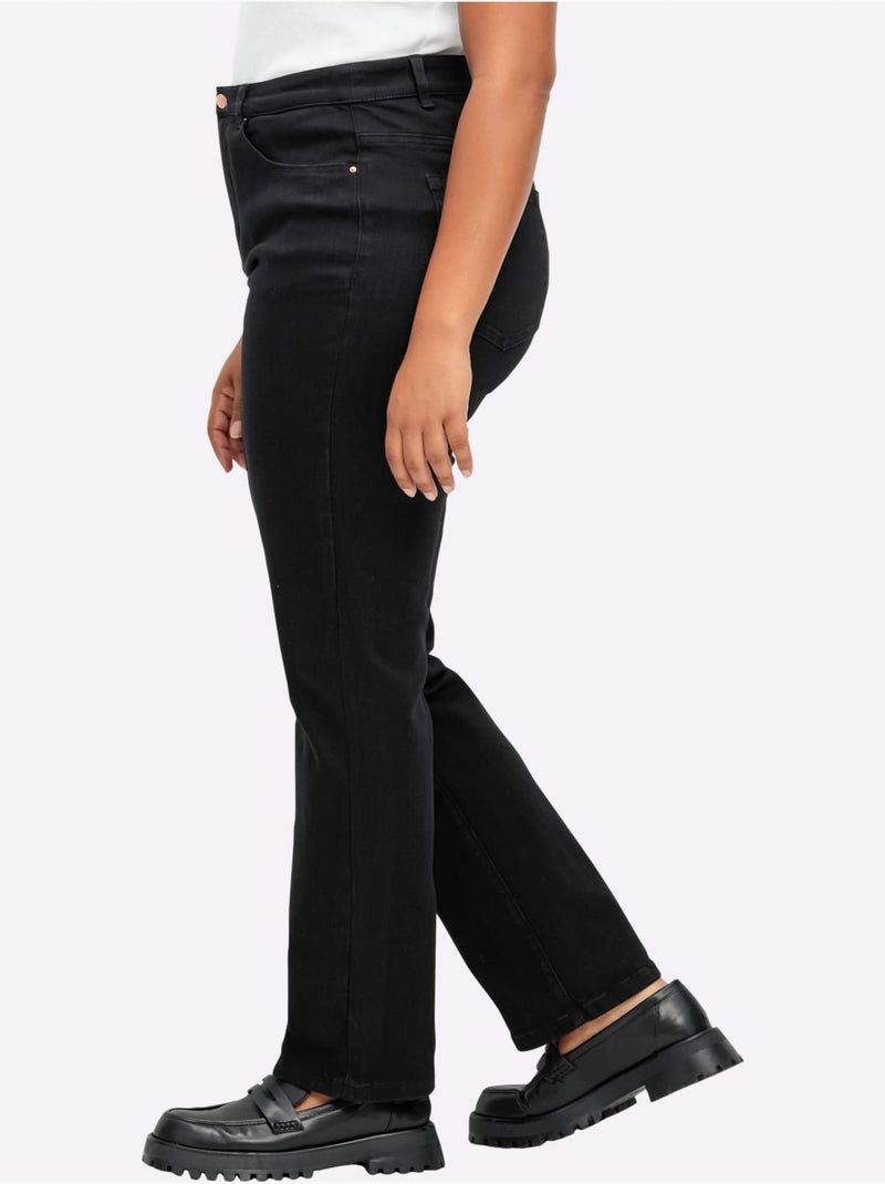 Jean droit effet affinant - taille longue - sheego Noir - Kiabi