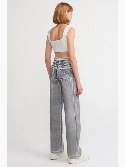 Jean droit en de coton à taille haute dilvin - Kiabi Jean droit en de coton à taille haute dilvin - Kiabi