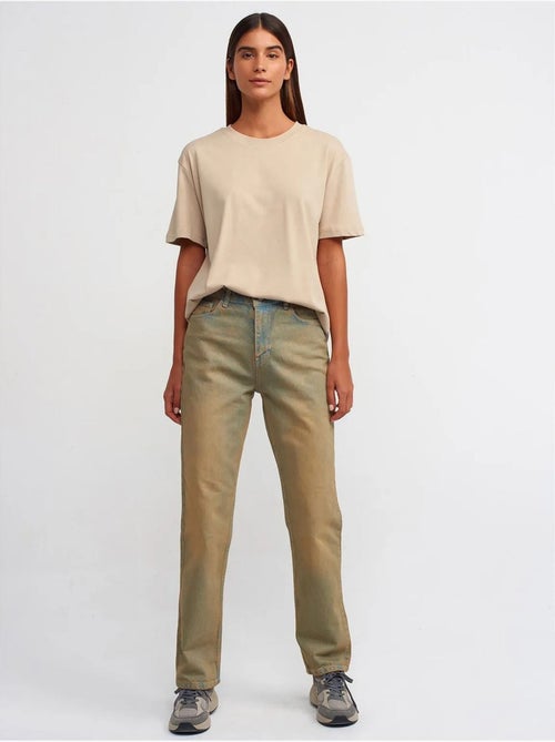 Jean droit en denim de coton à taille mi-haute dilvin - Kiabi Jean droit en denim de coton à taille mi-haute dilvin - Kiabi