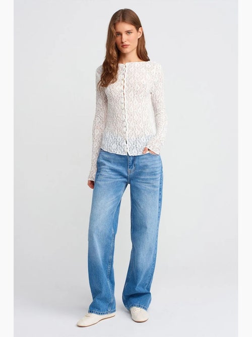 Jean droit en denim de coton, taille haute dilvin - Kiabi Jean droit en denim de coton, taille haute dilvin - Kiabi