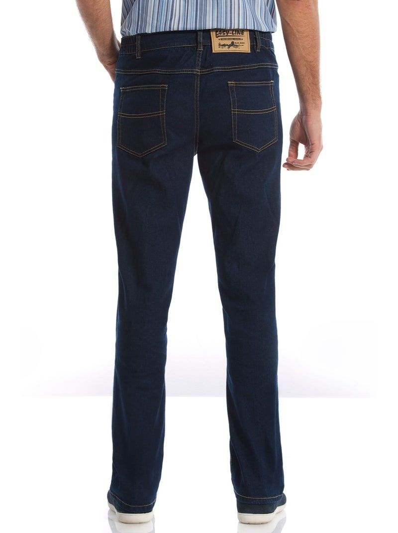 Jean droit extensible à taille élastiqué - DAXON Bleu foncé - Kiabi