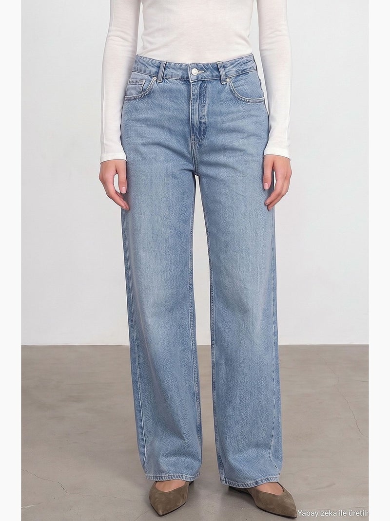 Jean droit femme dilvin Bleu clair - Kiabi