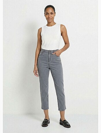 Jean droit femme taille haute 7/8 stretch - afibel