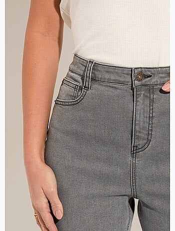 Jean droit femme taille haute 7/8 stretch - afibel