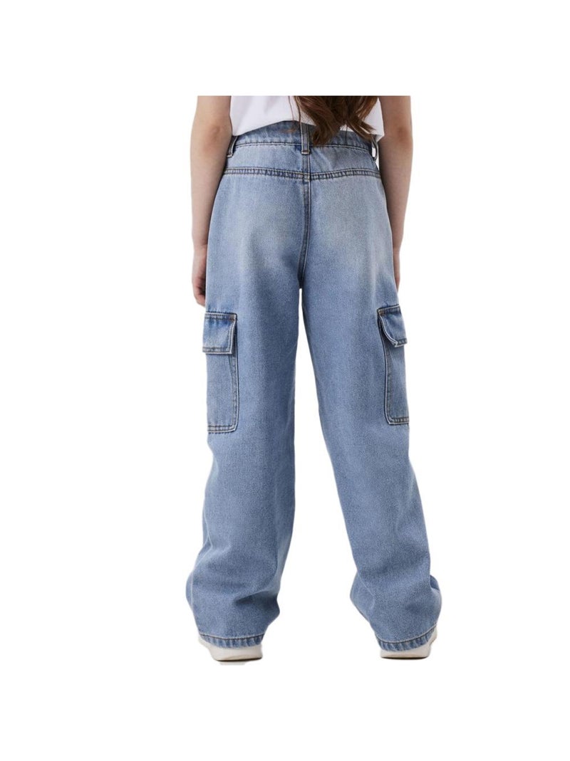 Jean Droit Fille Name it Wide Cargo - Bleu - Kiabi