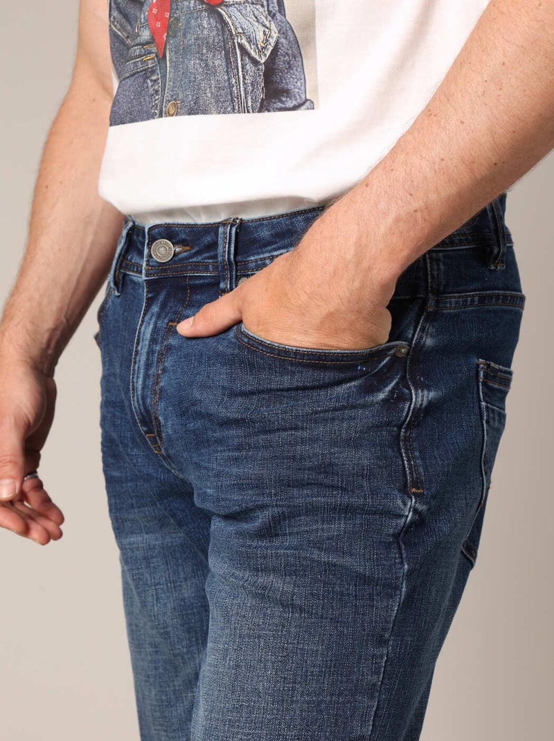 Jean droit homme en coton stretch confortable 'Deeluxe' Bleu clair - Kiabi