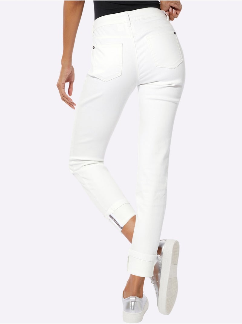 Jean Droit Mélange Coton Et Lyocell De Qualité - Taille Courte - helline Blanc - Kiabi