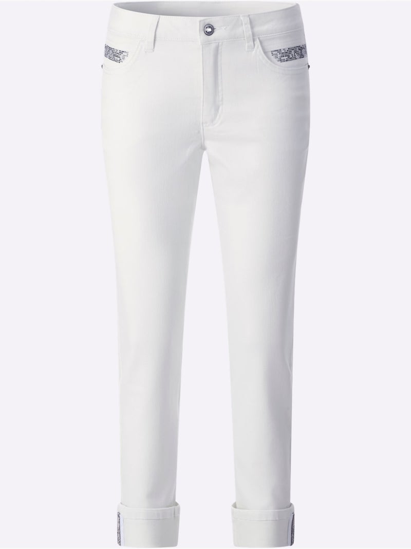 Jean Droit Mélange Coton Et Lyocell De Qualité - Taille Courte - helline Blanc - Kiabi