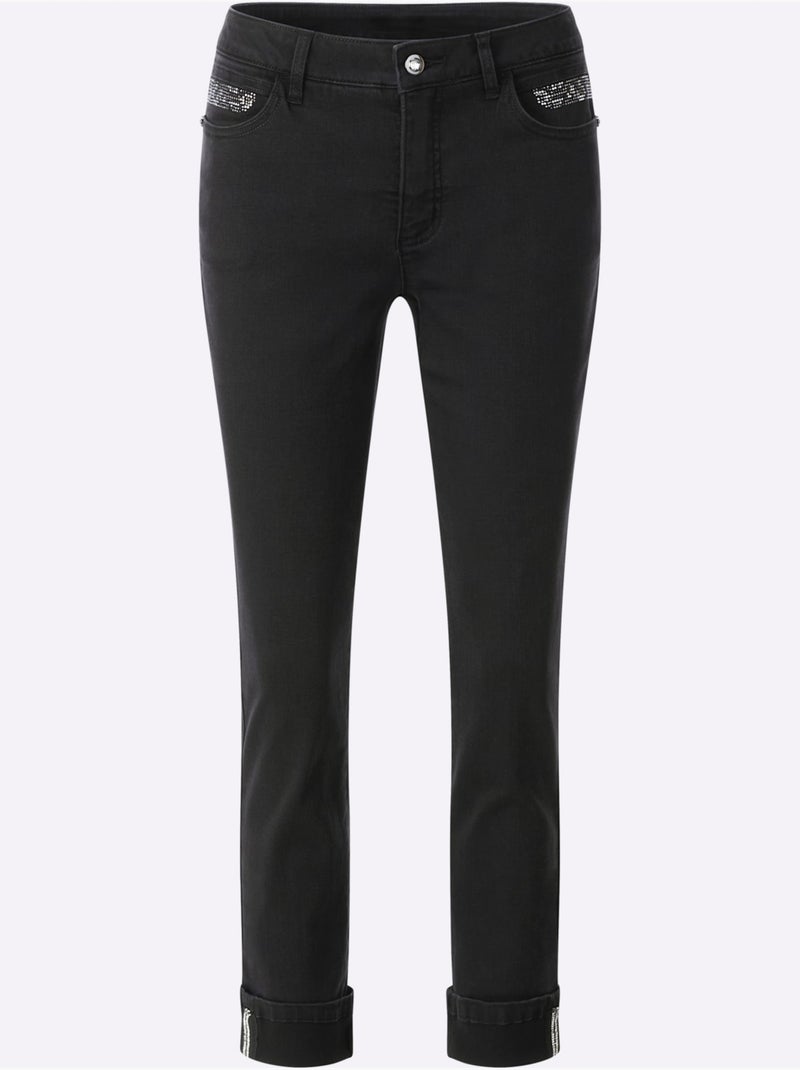 Jean Droit Mélange Coton Et Lyocell De Qualité - Taille Courte - Helline Noir - Kiabi