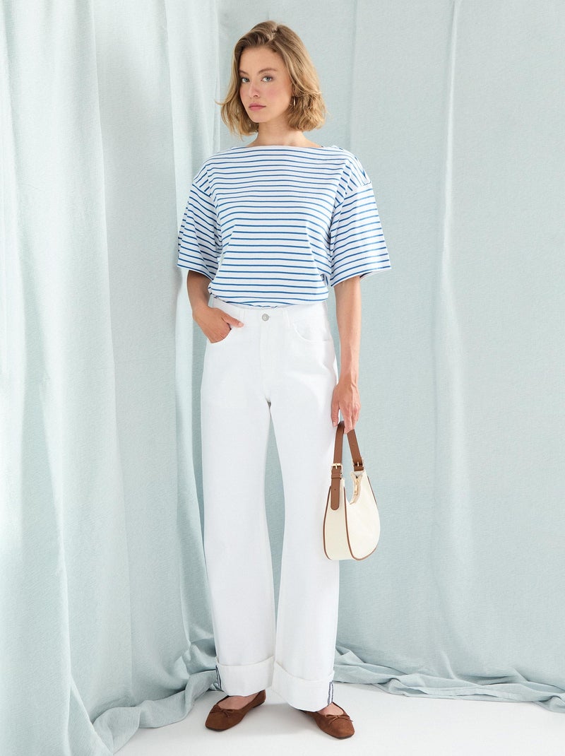 Jean droit plié pour femme MO Fashion Blanc - Kiabi