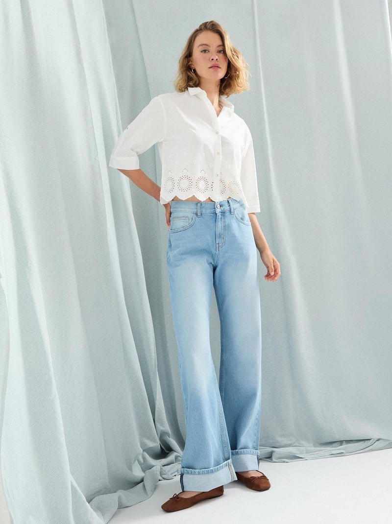 Jean droit plié pour femme MO Fashion Bleu - Kiabi