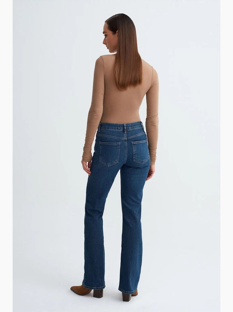 Jean droit taille basse dilvin Bleu saphir - Kiabi