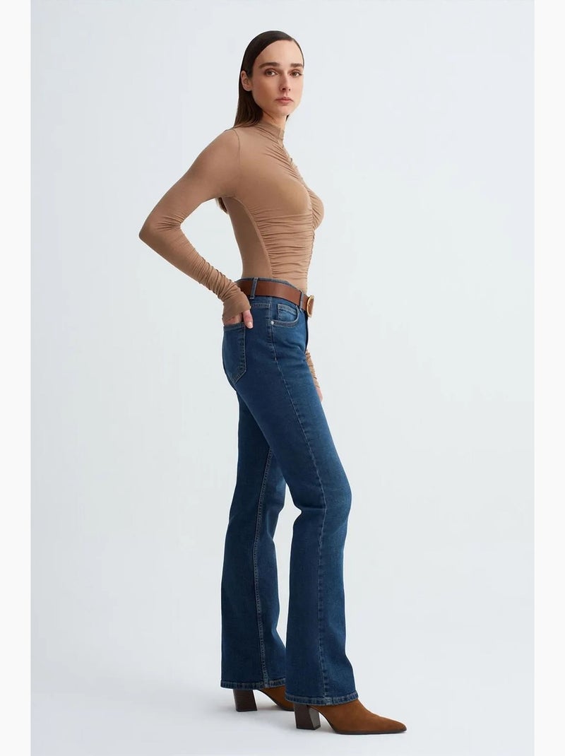 Jean droit taille basse dilvin Bleu saphir - Kiabi