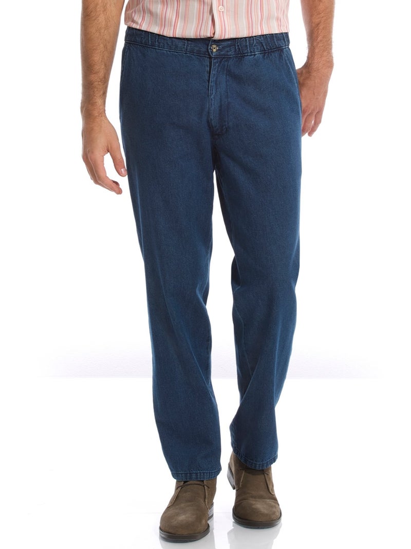 Jean droit taille élastiquée - DAXON Bleu stone - Kiabi