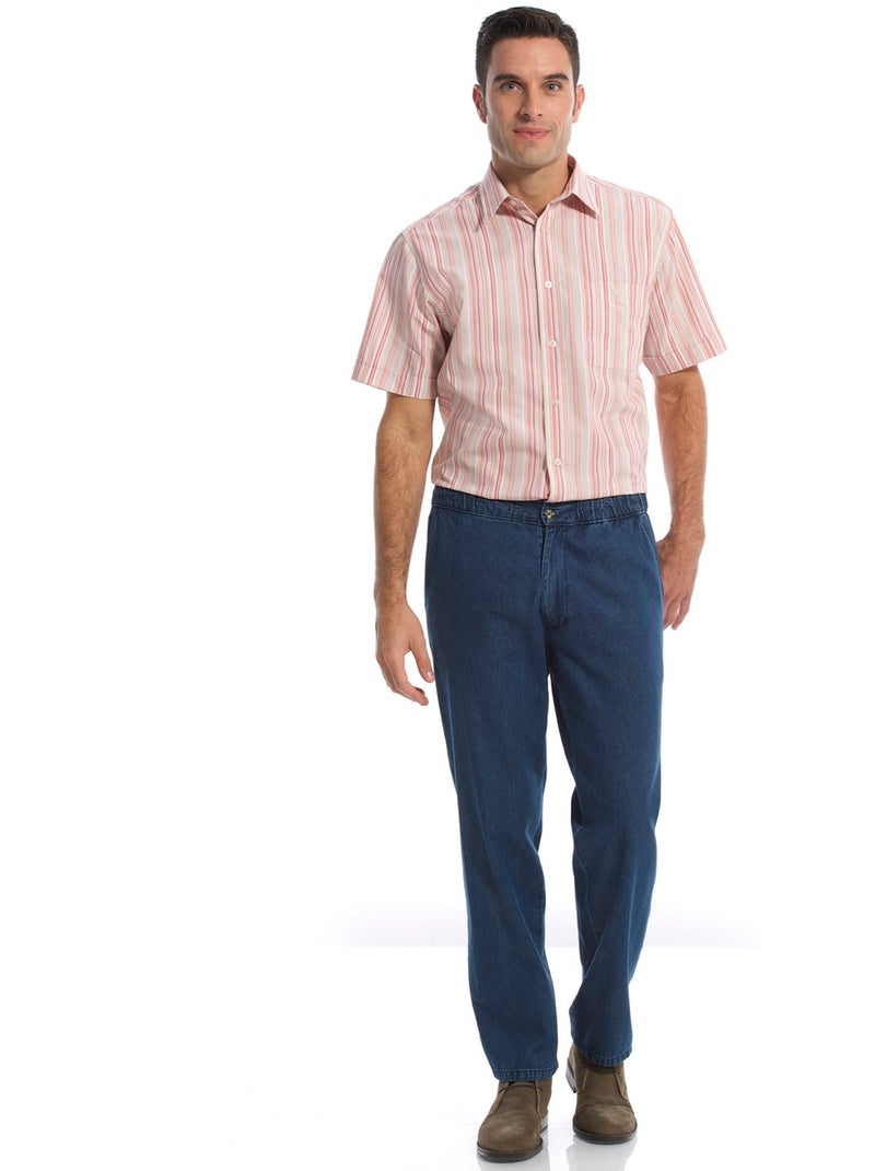 Jean droit taille élastiquée - DAXON Bleu stone - Kiabi