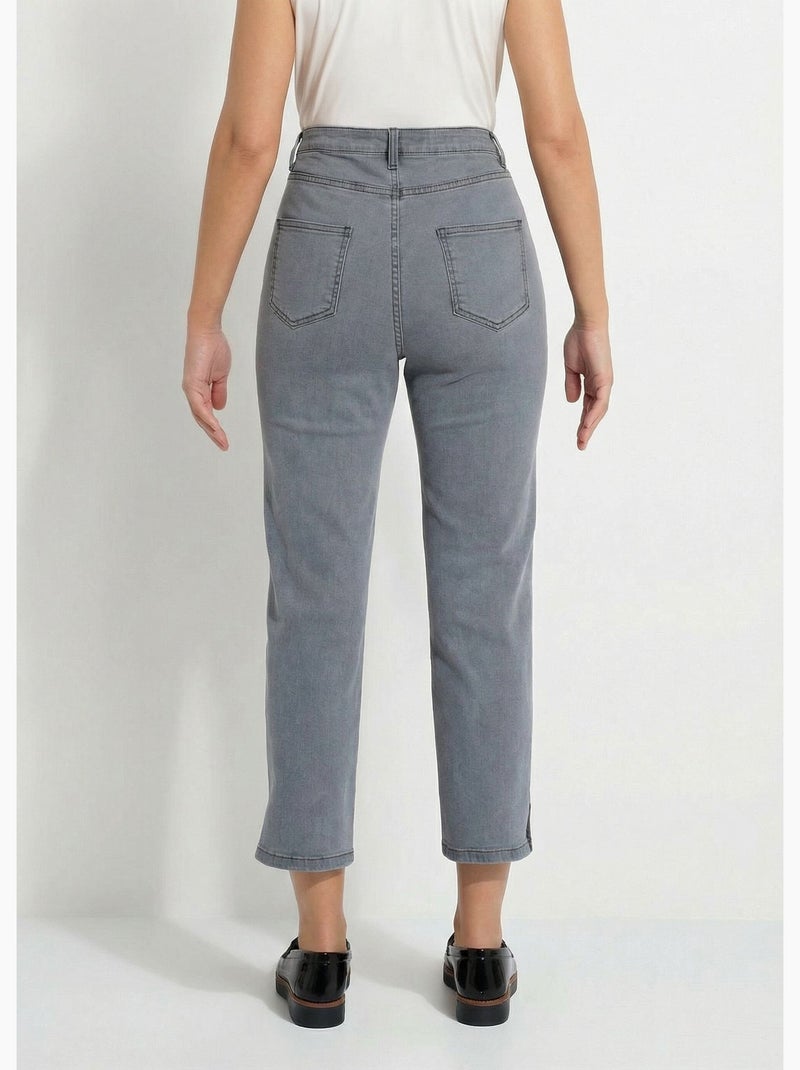Jean droit taille haute 7/8 stretch - afibel Gris - Kiabi