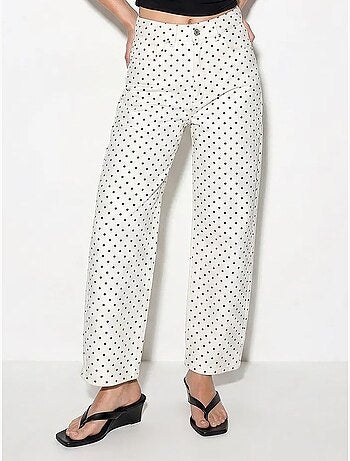 Jean droit taille haute à pois lucci