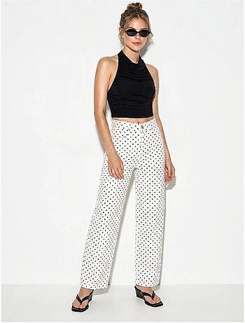 Jean droit taille haute à pois lucci