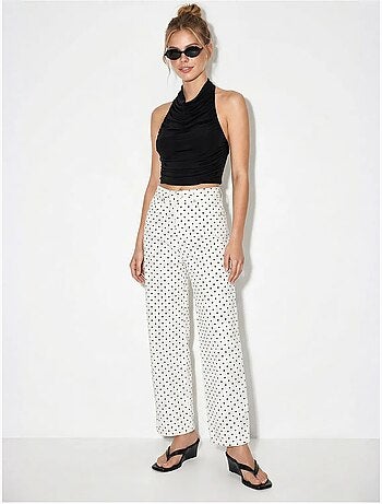 Jean droit taille haute à pois lucci