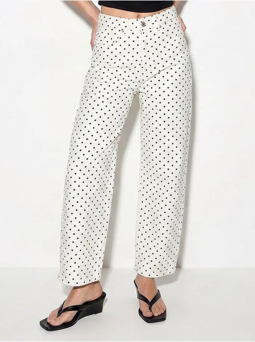 Jean droit taille haute à pois lucci - Kiabi Jean droit taille haute à pois lucci - Kiabi